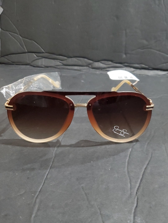 Jessica Simpson j6195 nude rimless brown fade gradient aviator style sunglasses